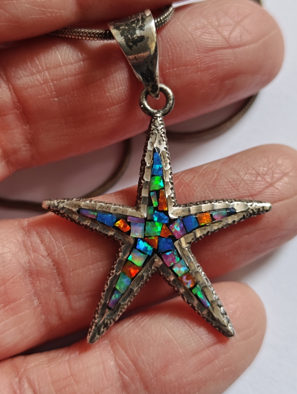 Vintage Cardenas Taxco Starfish Pendant Silver 950 Snake Chain Necklace - Picture 5 of 16